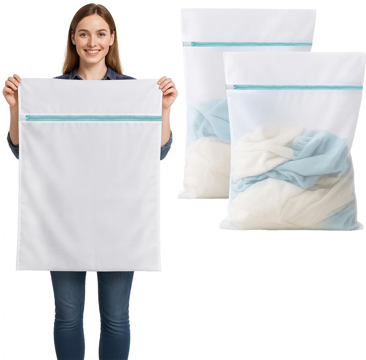 Waszakken - 2 stuks - XXL 60 x 80 cm - Met ritssluiting — afbeelding 1