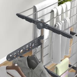CHICFURN Droogtoren - Inklapbaar - Met wielen - 3 niveaus - Grijs — thumbnail 2