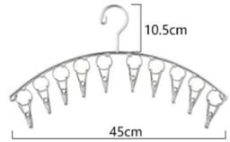2 stuks - Roestvrijstalen sokkendroogrek - Winddicht kledingrek - Winddichte haken - Kledingdroogrek - Met 10 clips - Ruimtebesparend - Zilver - 45x10,5 cm - Geschikt voor het drogen van sokken, handdoeken, bh's, ondergoed en andere kleine voorwerpen — thumbnail 3