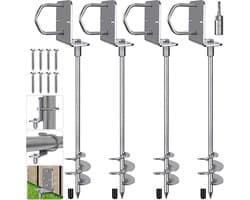 Multifunctionele Grondankers - Zilver - 45 cm - Verchroomd Staal met Bredere Spiralen - Voor Trampolines en Schommelsets