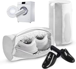 2 stuks Schoenwaszak Wit, herbruikbaar wasnet voor schoenen met verstelbare houder en rits, geschikt voor wasmachine — thumbnail 1