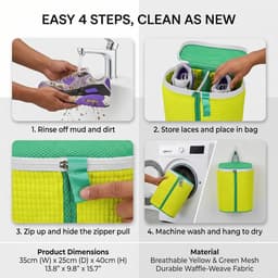 Waszak voor Schoenen, Herbruikbare Waszak met Rits, 360° Reiniging, Bescherming voor Sneakers en Trainers, Waterdoorlatend en Antideformatie — thumbnail 3