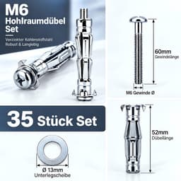 35 stuks holle holle pluggen metaal M6 x 52 mm holle wandpluggen — thumbnail 4