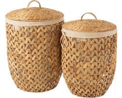 Set Van 2 Wasmanden + Deksel Waterhyacinth Naturel