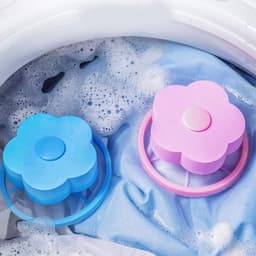 SnelShoppen - 4 Stuks Drijvende Was Riemen Herbruikbare Wasmachine Pluisvanger, Dierenharen Verwijderaar, Filter Mesh Zak, Blauw en Roze — thumbnail 3