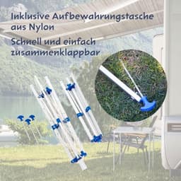 Droogmolen met Voet voor Camping & Thuis - Wasrek Staand - Droogrek Inklapbaar - Wit met Zwart gebruiksklaar — thumbnail 2