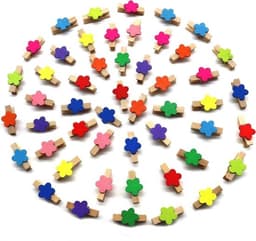 Kleurige Houten Foto Clips - 50 Pack Mini Wasknijpers voor Creatieve Decoratie — thumbnail 2