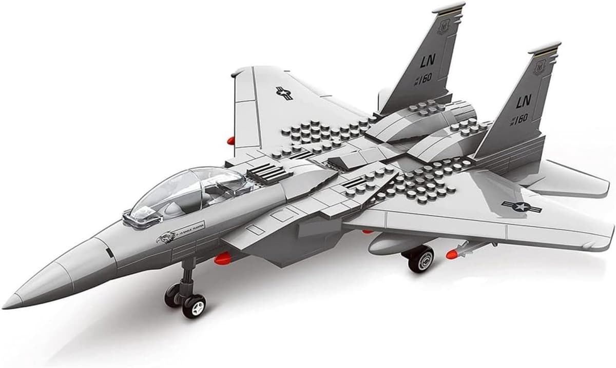 WANGE Model F15 Eagle tweemotorig tactisch jachtvliegtuig voor montage met blokken. Modelvliegtuig 1:48. — afbeelding 1