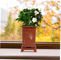 1set Eenvoudige Orchidee Bloempot Hoogwaardige Resin Flowerpot Met Tray Filtercover Voor Balkon Patio Huiskamerdecoratie Voor Thuis Kantoor — thumbnail 4