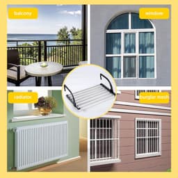 Wasrek Voor Balkon en Balustrade, Aan Het Balkon te Bevestigen Hangend Droogrek, Wandwasrek, Inschuifbaar en Verstelbaar. — thumbnail 4