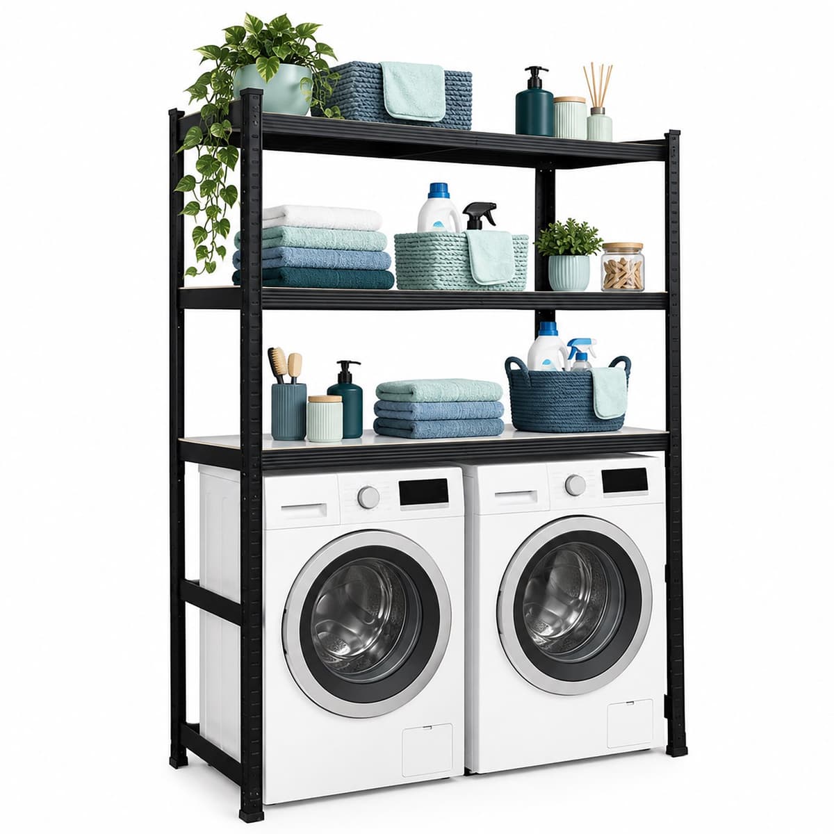 Wasmachine rek - 180 x 130 x 40 cm - tot 600 kg - zwart — afbeelding 1