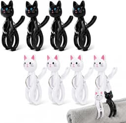 Wasknijpers in kattendesign, groot en robuust, antislip, perfect voor het ophangen van dekens, gordijnen en handdoeken, praktisch voor thuis en op reis — thumbnail 1