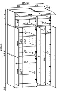 Roomart DORA-II Wasmachine Ombouwkast 115x230 cm met Opzetkast - Wit — thumbnail 2