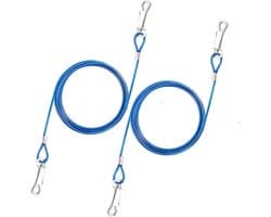 Grondanker hond hondenkettingen voor buiten-hond stropdas-kabel hondenketting outdoor-hond camping accessoires hondenriemen riem voor stalen spiraal hondenspel grondpen 2 x 18 m (blauw) Grondanker hond