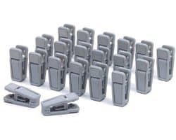 20 stuks kunststof kledinghangerklemmen - speciale clips voor kledinghangers - winddichte en antislip kunststof wasknijpers - mini-wasknijpers - geschikt voor dunne kledinglijn fluwelen hangers - vaste kledingklemmen (grijs)