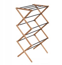 Staande droger van hout - inklapbaar torenwasrek met 11 stalen staven en 7 m² droogoppervlak - ecologisch wasrek, ruimtebesparende droger (97 cm hoog) — thumbnail 5