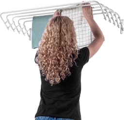 KADAX Opklapbaar wasrek voor wasruimte, ruimtebesparende wasdroger van metaal, uittrekbare accordeonwand, kleerhanger voor binnenshuis (100 cm) — thumbnail 5