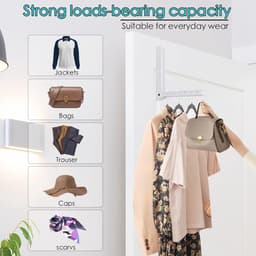 Opvouwbare Hangers voor Boven de Deur - Handdoekenrek met 6 Groeven voor Kleding en Jassen - 2 Stuks — thumbnail 4