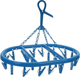 2x stuks droogcarrousel/droogmolentje blauw met 20 knijpers - Droogrek/Droogmolen/Wasrekje — thumbnail 2