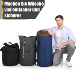 SnelShoppen - XXL Travel Laundry Bag 115L Vuilwaszak met 2 Gevoerde Schouderbanden Waterproof Opvouwbare Waszak voor Vakantie, Camping, en Thuisgebrui — thumbnail 4