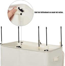 DnA® Wasmand 2 Vakken - Wasmand - Wassorteerder - Wit - 63cm x 37cm x 69cm — thumbnail 2