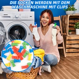 Pack van 40 Multicolour Plastic Sok Clips met Haakjes - Kleine Antislip Sok Clips voor Droger en Hangende Sokken - Schattige Sok Clips en Wasknijpers voor Waslijn — thumbnail 2