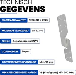 Gordinganker Universeel - Sparanker Steunanker - Houtverbindingen Maken - Schuine Vorm - 170 x 35 mm - Verzinkt — thumbnail 5