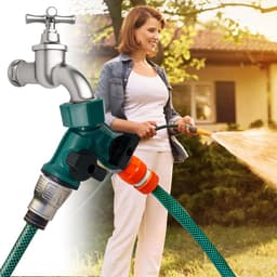 Y Stuk kraan splitter - 2 stuks - Y verdeler tuinslang - Waterverdeler 2-weg - Tuinslangaansluiting - Tuingereedschap - Waterverdeler Wasmachine en Vaatwasser - Voor gebruik in huis en tuin - Groen — thumbnail 4