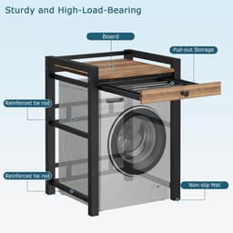Wasmachinerek - Stapelrek Droger - Ruimte Besparen - In Hoogte Verstelbaar - 104 cm Hoog - Zwart — thumbnail 4