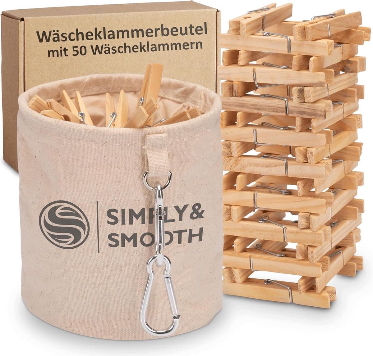 Wasknijperzak - Knijpermand - Wassen Ophangen - Met Karabijnhaak - 16 x 16 x 18 cm - Niet gespecificeerd — afbeelding 1