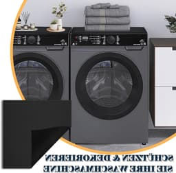 Zachte en op maat te snijden wasmachineafdekking 60 x 60 cm, antislip, universeel voor wasmachine en droger, zwart, ideaal voor badkamer en keuken — thumbnail 5
