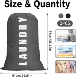 Dailygoods- Waszak Waterproof - Waszak met Touwsluiting - Waszak 2 Stuks - Opvouwbare Waszak - Oxford Stof - 24 x 36 Inch - Wasmand — thumbnail 4