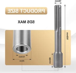 SDS MAX Grondnagel Driver voor Diepe Aarde Stangen en Polen - Diameter 16,5 mm, Lengte 165 mm, Geschikt voor Hamerboor en Jackhammer — thumbnail 2