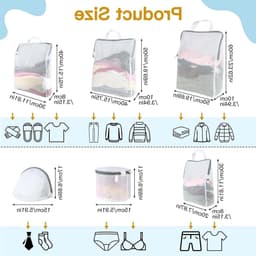 Set van 6 Wasnetten voor Wasmachine, Herbruikbare Waszakken met Rits en Handvatten voor Kleding, Ondergoed en Babykleding in 5 Maten — thumbnail 5
