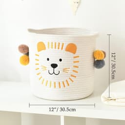 Opbergmanden voor speelgoed katoenen touw mand hond speelgoeddoos kinderen wasmand geweven deken mand met handvatten schattig dier wasmand, geschenkmand voor babykamer decor (leeuw) — thumbnail 2
