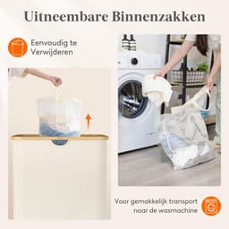 Dailygoods - Grote Wasmand met Deksel en 3 Vakken, 170 Liter — thumbnail 5
