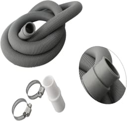 Afvoerslang Verlengset - Wasmachine Vaatwasser Slang - Apparatuur Plaatsen - Inclusief Connector Klemmen - Tot 200cm Lengte - Grijs — thumbnail 4