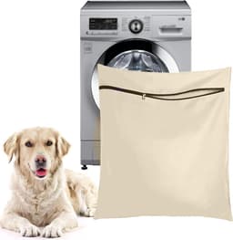 Honden- en kattenwaszak, voorkomt verstoppingen in de wasmachine, ideaal voor huisdierbedekking en dekens, beige — thumbnail 1