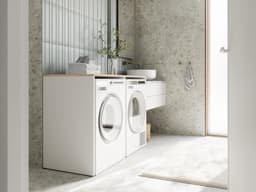 PLATAN ROOM Wasmachinekast, 130 cm breed, bovenbouwkast, wasmachine of wasdroger, kast voor badkamer (65 cm diep, wit/sonoma eiken) — thumbnail 4