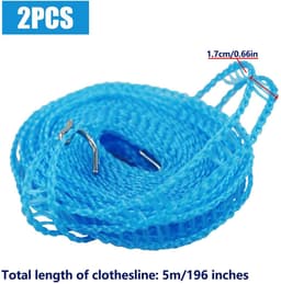 Dailygoods- Waslijn - 2 Stuks - Antislip Elastisch Touw - Draagbare Waslijn - Winddichte Outdoor Waslijn - Hoogwaardig PE-Materiaal - Drooglijn — thumbnail 2