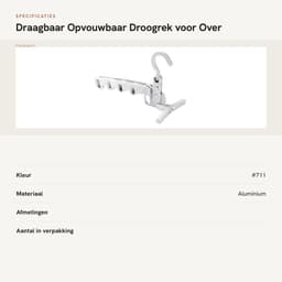 Dailygoods- Droogrek Stevig - Opvouwbaar - Draagbaar - 5 Ophanggaten - Voor Over de Deur - Duurzaam Kunststof - Kledingrek — thumbnail 4