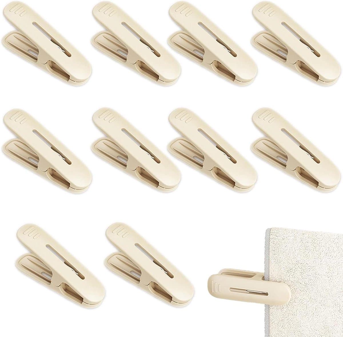 Wasspelden - Kleding Pins - Kleding Drogen - Versterkte Clip - 6 x 1.7 x 3 cm - Romig — afbeelding 1