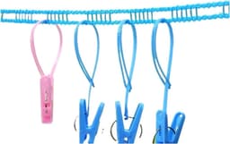 Uittrekbare Waslijn - Reis Waslijn - Kleding Drogen - Winddicht Ontwerp - 8 meter - Roze — thumbnail 1