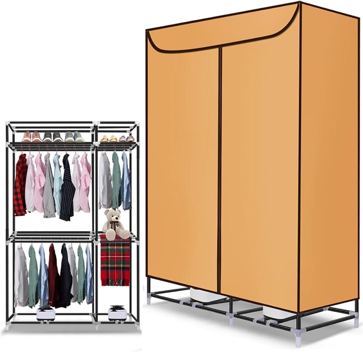 Elektrische Wasdroger - Droogrek Kleding - Kleding Drogen - Opvouwbaar 3-laags - 148x75x50cm - Geel — afbeelding 1