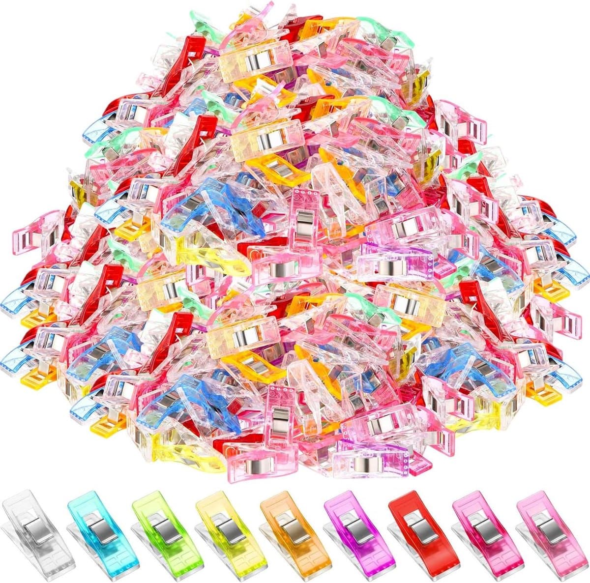 Naaiclips Set - Stofclips Quiltclips - Handwerken Stoffen Vastzetten - Met Maatlijnen - 600 Stuks - Multicolor — afbeelding 1