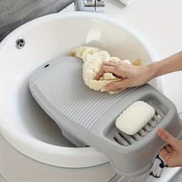 Innovatief en duurzaam wasbord met een compact, antislip ontwerp en een ingebouwd zeepbakje. Lichtgewicht, draagbaar en betaalbaar, een uitstekend cadeau voor de feestdagen. Grijs — thumbnail 2