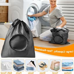 Vouwbare waterdichte waszakken voor reizen, 2 stuks, met trekkoord, ideaal voor vuile kleding, kamperen en op reis (53 x 52 cm) — thumbnail 2