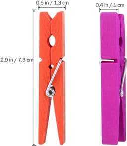 Houten Wasknijpers - Kledingknijpers Foto Clips - Kleding Drogen - Natuurlijk Hout - 7.4 cm - Gekleurd — thumbnail 4
