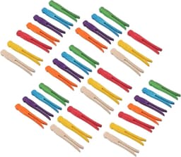 Houten Wasknijpers - Knutsel Clips - Decoreren Knutselen - Platte Clip Structuur - 100 Stuks - Meerkleurig — thumbnail 1