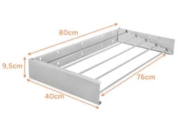MOZY® - Uitklapbaar Wanddroogrek - Wit - 80 cm - Wandmontage - tot 20 kg - 4 Meter Drooglengte - Inklapbaar Droogrek - Muurdroogrek - Wasrek — thumbnail 2